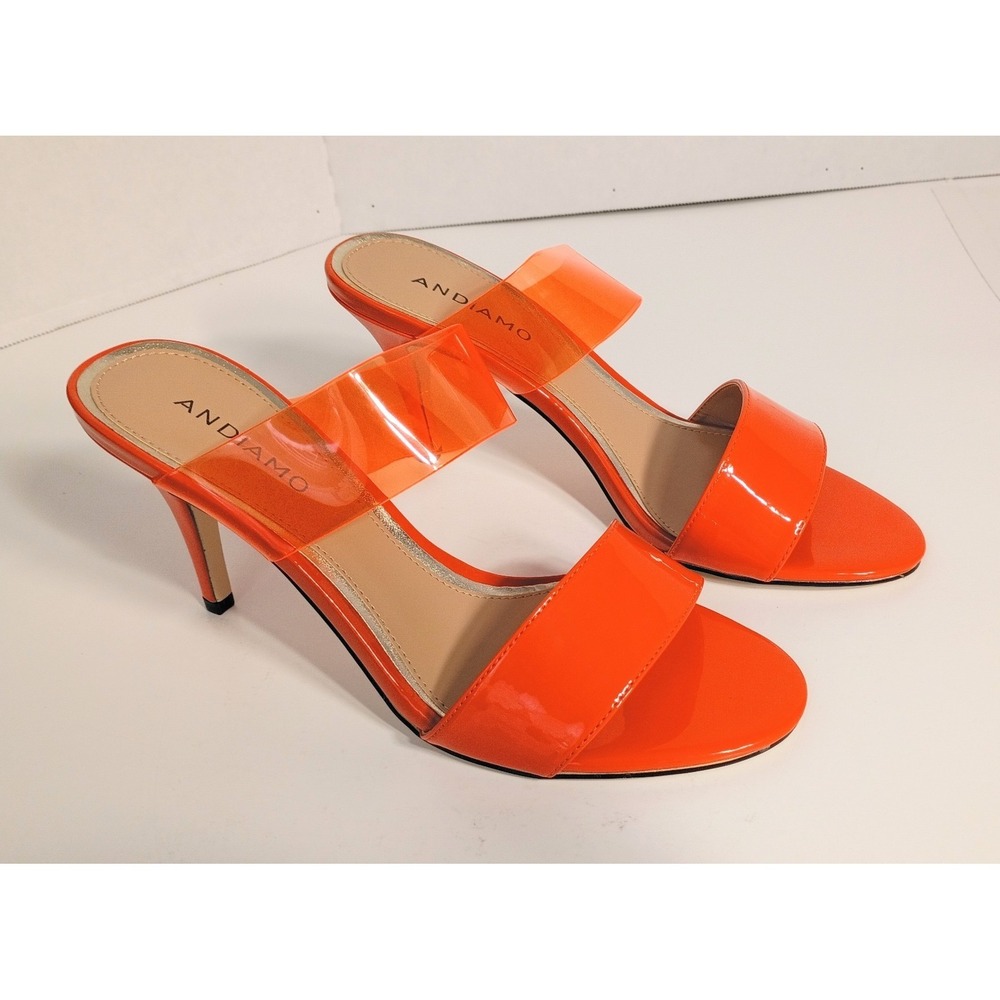 ANDIAMO Shoes Womens Double Take Neon Orange‎ High Heels Sz 9M, Bright Colorful